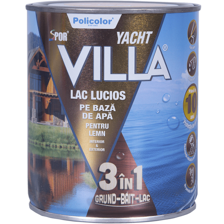 Lac pentru lemn Spor Villa Yacht lucios 3 in 1 mahon 0