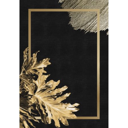 Covor modern Black Gold Leaf