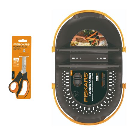 Set coș de gradina + foarfeca de recoltat Fiskars Plus