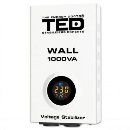 Stabilizator retea maxim 1000VA-AVR LCD 2 iesiri schuko WALL TED000057 (1/4)