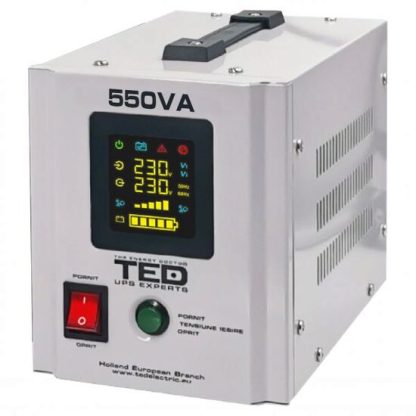 UPS 550VA/300W runtime extins utilizeaza un acumulator (neinclus) TED UPS Expert TED000354