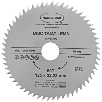 Disc taiat lemn 180 x 22.23 mm - 72 t, DSH 271625