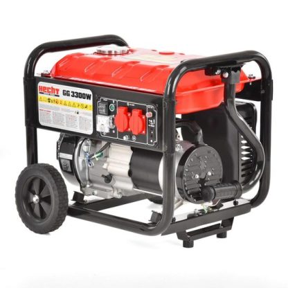 Generator de curent monofazat Hecht GG 3300 W, motor benzina 4T, 208 CC, max 3000 W, cu AVR, 2 x priza 230V - 16A, 1 x priza 12V