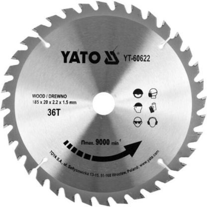 Disc circular pentru lemn 185X36TX20 mm Yato YT-60622