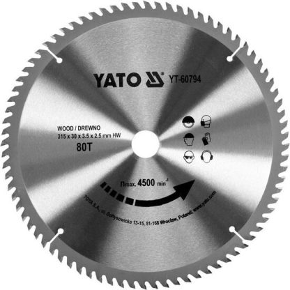 Disc circular lemn 315 x 30 x 3.5 mm 80 dinti Yato YT-60794