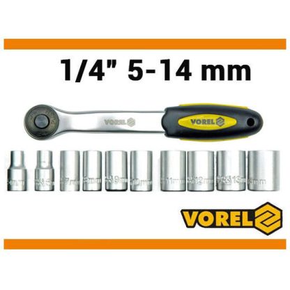 Antrenor cu clichet 1/4" + chei tubulare Vorel 58600