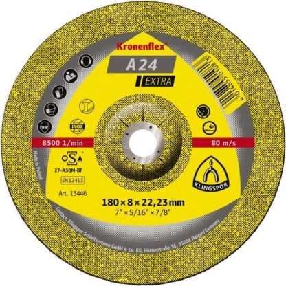 A 24 EX disc polizare, 180 x 6 x 22,23 mm cu centru depresat, Klingspor 13444