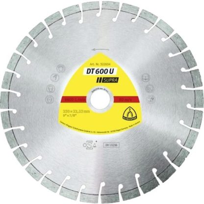 DT 600 U disc diamantat de debitare, 125 x 2,4 x 22,23 mm 15 Segmente 20 x 2,4 x 9 mm, segment scurt, Klingspor 322631