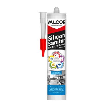 Silicon sanitar pentru spatii cu umiditate ridicata Alb 280ml Valcor VLC42002