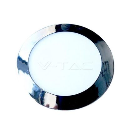 Panou LED 12W montaj la suprafata Subtire Crom Rotund Alb rece V-Tac SKU-6366 VT-1205CH