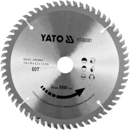 Disc circular pentru lemn 160 x 2.2 x 20 mm Yato YT-60581