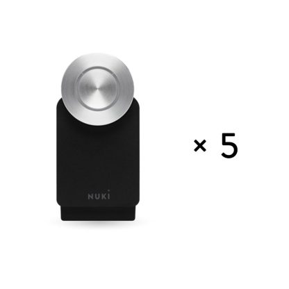 Kit 5 Incuietori inteligente Nuki Smart Lock 4.0 Pro, bluetooth, Wi-Fi, 200 permisiuni, negru