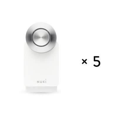 Kit 5 Incuietori inteligente Nuki Smart Lock 4.0 Pro, bluetooth, Wi-Fi, 200 permisiuni, alb