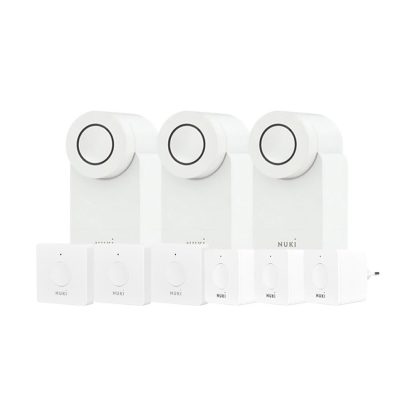 Kit control access cu buton Nuki Apartment, 9 dispozitive, bluetooth, 200 permisiuni, Wi-Fi