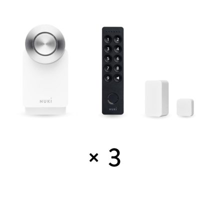 Kit control access cu amprenta si PIN Nuki Smart Access, bluetooth, Wi-Fi, bluetooth, contact magnetic pentru usa, 20 amprente, 200 coduri, alb