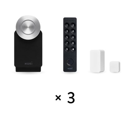 Kit control access cu amprenta si PIN Nuki Smart Access, bluetooth, Wi-Fi, bluetooth, contact magnetic pentru usa, 20 amprente, 200 coduri, negru