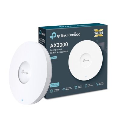 Acces Point wireless TP-Link AX3000 EAP653, Wi-Fi 6, 1x port gigabit, 2402 Mbps, 2.4/5.0 GHz, 16 SSID, PoE, cu management