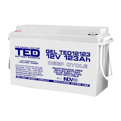 Acumulator AGM VRLA TED DEEP CYCLE TED003508, 12 V, 123 A, M8