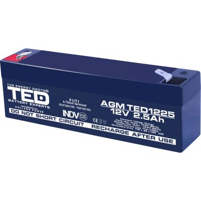 Acumulator AGM VRLA TED TED003096, 12 V, 2.5 A