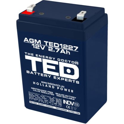 Acumulator AGM VRLA TED TED003119, 12 V, 2.7 A