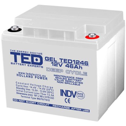 Acumulator GEL TED Deep Cycle TED003454, 12 V, 46 A