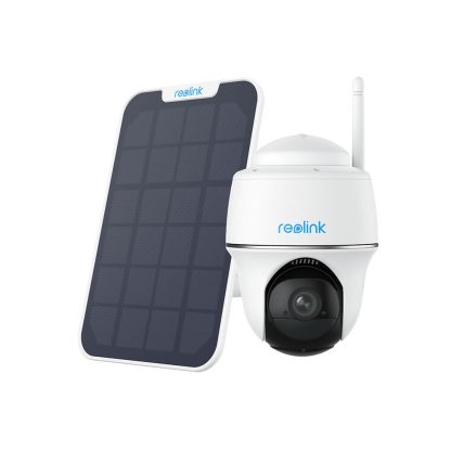 Kit camera supraveghere rotativa wireless Wi-Fi Reolink Argus PT Lite B420, 3MP, IR 10 m, microfon si difuzor, slot card, vizualizare de pe telefon + panou solar