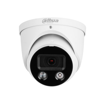 Camera supraveghere IP Dome cu iluminare duala Dahua WizSense Active Deterrence IPC-HDW3549H-AS-PV-0280B-S4, 5 MP, lumina alba/IR 30 m, 2.8 mm, microfon, slot card, PoE