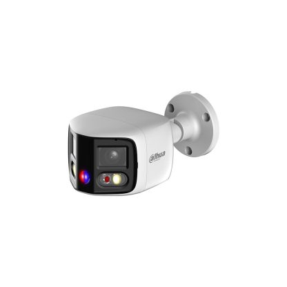 Camera supraveghere exterior IP Dahua WizSense TiOC Duo Active Deterrence IPC-PFW3849S-A180-E2-AS-PV-0280B, 2 x 4 MP, 2.8 mm, lumina alba 20 m, IR 25 m, microfon, slot card, PoE