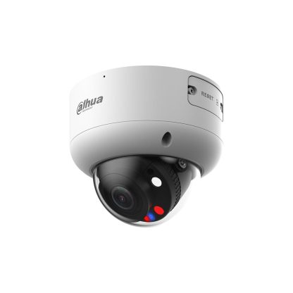 Camera supraveghere IP Dome cu iluminare duala Dahua WizSense TiOC Active Deterrence IPC-HDBW3849R1-ZAS-PV-27135, 8 MP, 2.7 mm - 13.5 mm, lumina alba 40 m, IR 50 m, microfon, slot card, PoE