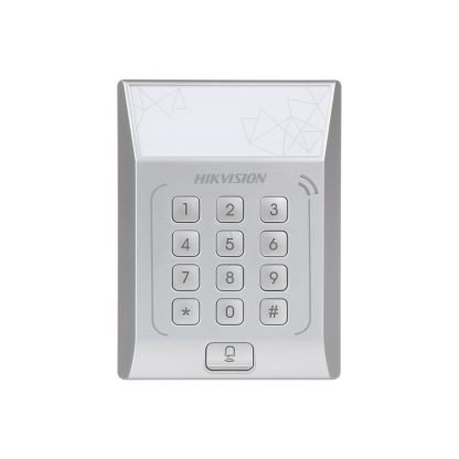 Cititor de proximitate cu tastatura RFID Hikvision DS-K1T801M, Mifare, 13.56 MHz, PIN/card, 3.000 carduri, 3.000 parole, watchdog