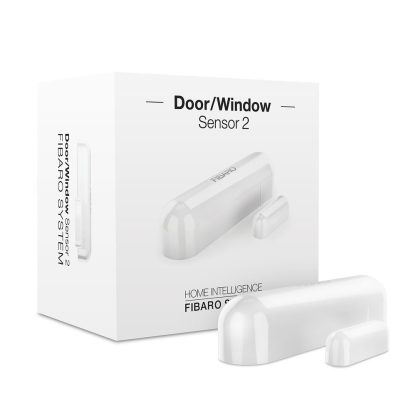 Contact magnetic wireless Fibaro FGDW-002-1 ZW5, aparent, Z-Wave Plus, 868 MHz, RF 50 m, senzor temperatura, alb