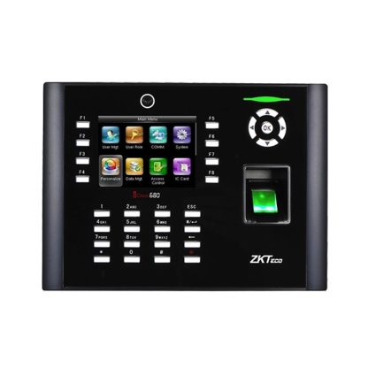 Controler de acces biometric IP ZKTeco TA-ICLOCK-680ZMM-12, ecran 3.5 inch, parola, 8.000 amprente, 10.000 carduri, 200.000 evenimente