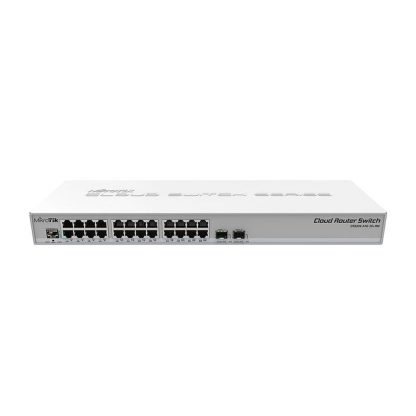 Switch cu 24 porturi Gigabit MikroTik Cloud Router CRS326-24G-2S+RM, 2 porturi SFP+, dual boot, cu management, PoE pasiv