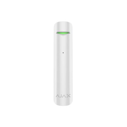 Detector de geam spart wireless Ajax GlassProtect WH, 9 m, 180 grade, contact NC, 868 MHz, RF 1000 m, alb