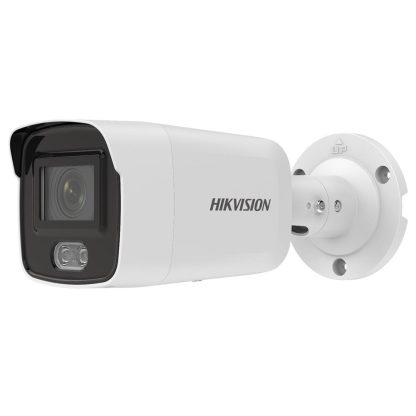 Camera supraveghere IP exterior Hikvision ColorVu DS-2CD2047G2-LU2C, 4 MP, lumina alba 40 m, 2.8 mm, microfon, slot card, PoE