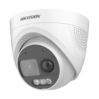 Camera supraveghere Dome Hikvision ColorVu DS-2CE72DF3T-PIRXOS-2.8MM, 2 MP, 2.8 mm, lumina alba 20 m, PIR, microfon, sirena, stroboscop