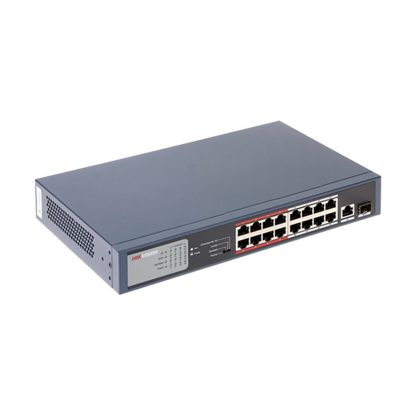 Switch PoE cu 16 porturi Hikvision DS-3E0318P-E/M, 135 W, 7.2 Gbps, 4K MAC