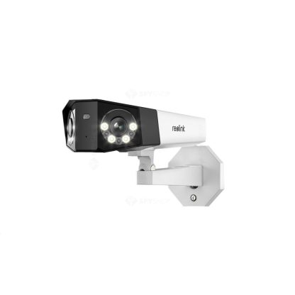 Camera supraveghere IP exterior Reolink Duo 2 P730 PoE, 8MP, unghi vizual 180 grade, slot card, lumina alba/IR 30 m, detectie oameni/vehicule, microfon, difuzor