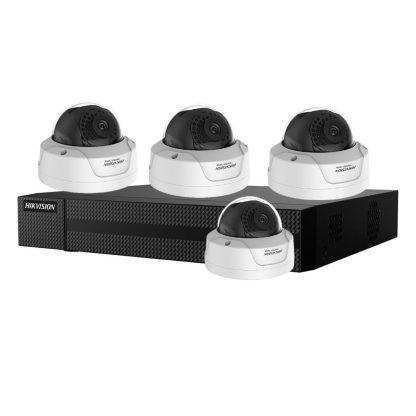 Sistem supraveghere IP interior basic Hikvision Hiwatch HW-IP-4INTIR30-4MP, 4 camere, 2 MP, IR 30 m, 2.8 mm, PoE