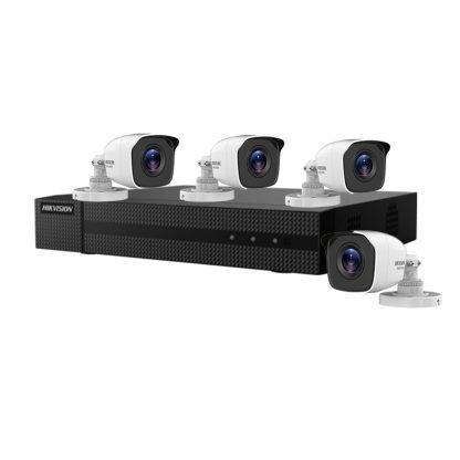 Sistem supraveghere exterior basic Hikvision HiWatch HW-4EXTIR20-5MP, 4 camere, 5 MP, 2.8 mm, IR 20 m