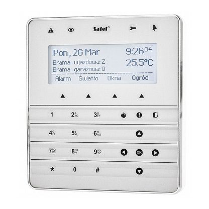 Tastatura LCD cu touch Satel INT-KSG-SSW, 3 butoane functionale, buzzer, functie MACRO