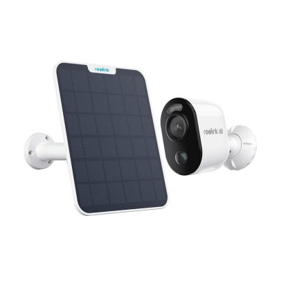 Kit camera supraveghere wireless WiFi Reolink Argus B350, 8 MP, IR 10 m, Dual band, PIR, slot card, microfon, sirena + panou solar