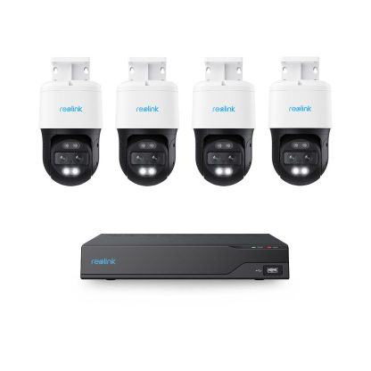 Sistem supraveghere exterior IP Speed Dome PTZ basic Reolink KIT-RLK-4INTIP-8MP-15M-P-M, 4 camere, 8MP, 2.8 + 8 mm, LED/IR 15 m, dual band, slot card, microfon si difuzor, PoE, HDD 4 TB