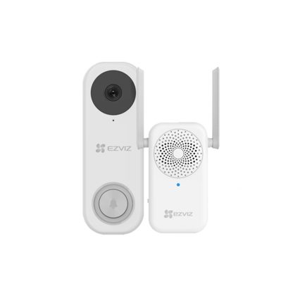 Kit sonerie video wireless WiFi EZVIZ CS-DB2-PRO-3K, 5 MP, 2.8 mm, IR/PIR 5 m, 5200 mAh, 20 sonerii, slot card