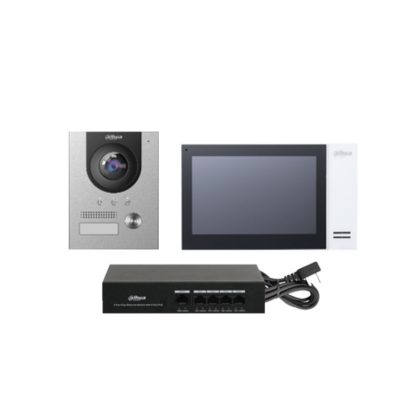 Kit videointerfon IP Dahua KTP01-S2(S), 2 MP, IR, 7 inch, aparent, PoE, slot card