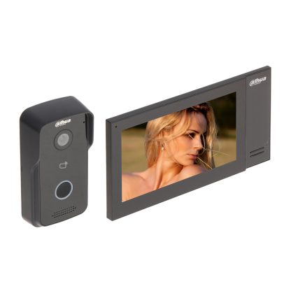 Kit videointerfon IP Dahua KTP02, 1 MP, 1 familie, aparent, 7 inch, IC card, control de la distanta, PoE