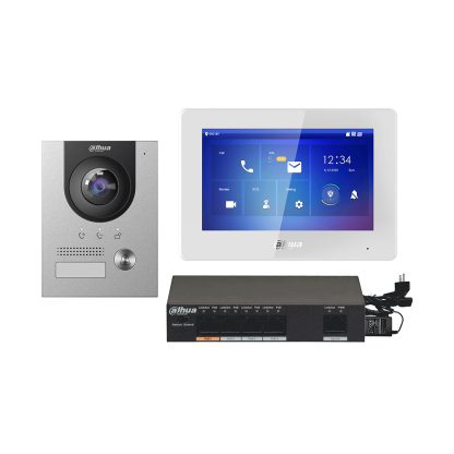 Kit videointerfon IP Dahua KTP04(F), 2 MP, 7 inch, IR, PoE, aparent