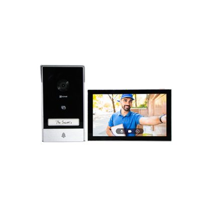 Kit videointerfon Wi-Fi EZVIZ CS-HP7-2K, 3 MP, 7 inch, instalare pe 2 fire, RFID, IR 5 m, dual-band 2.4/5 GHz, slot card, o familie, aparent, aplicatie mobila