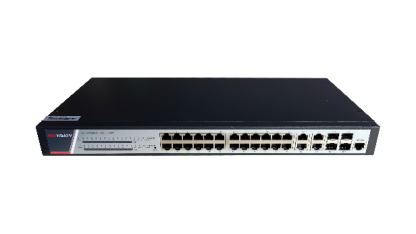 Switch Gigabit cu 28 de porturi Gigabit Hikvision DS-3E2528P(B), 56 Gbps, 51 Mpps, PoE, cu administrare