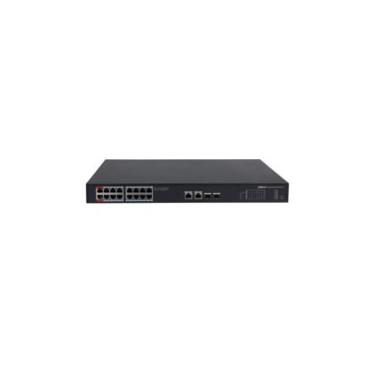 Switch cu 16 porturi PoE Dahua PFS3220-16GT-240-V2, 8000 MAC, 52 Gbps, fara management, PoE